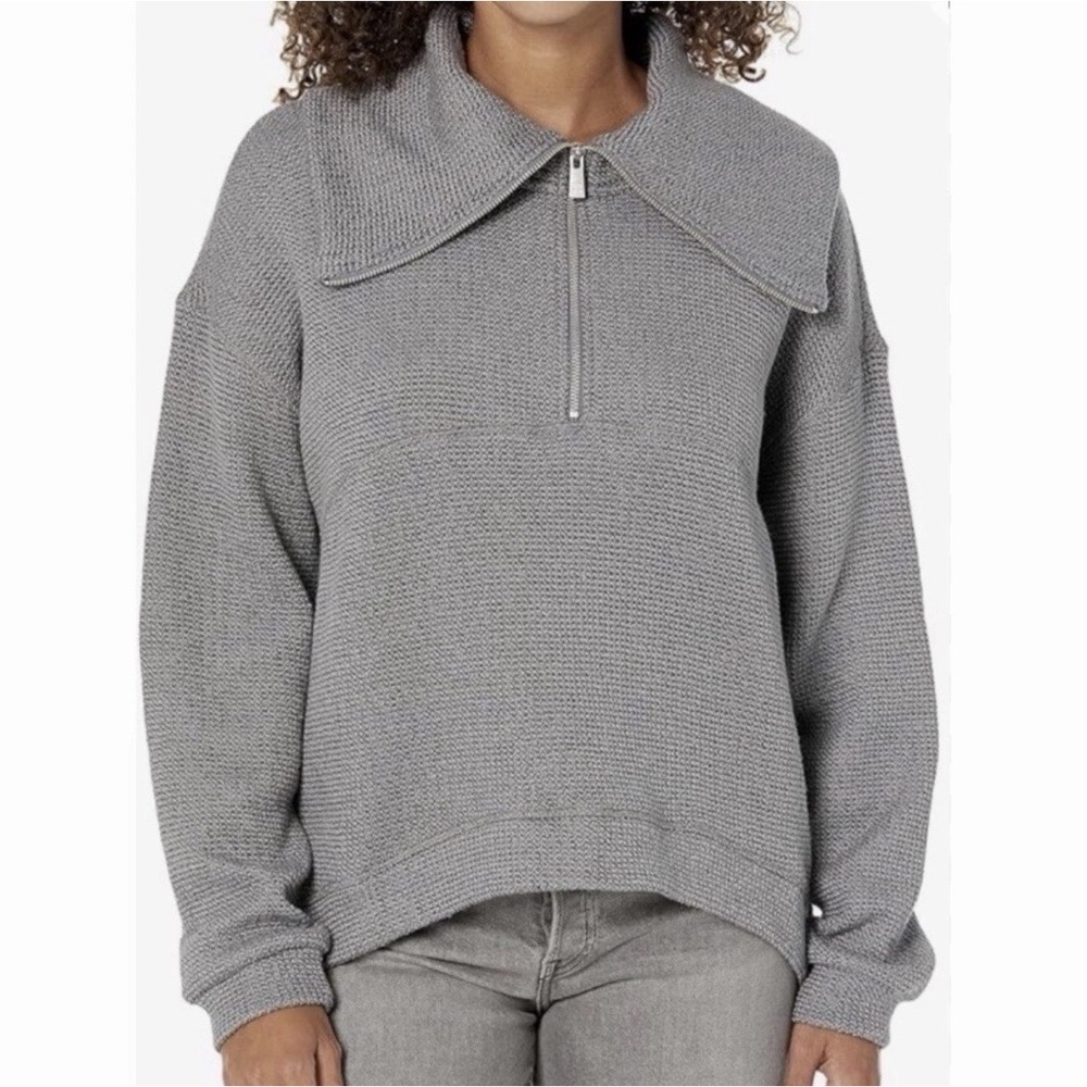 Sweaty Betty Restful Boucle Half Zip Sweatshirt Gray Women's 8 Luxe Minimalist